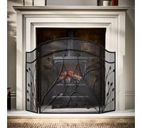 Dibor Vintage Style Leaf Vine Black Three Fold Fireplace Guard Fire Screen Guard H60cm x W100cm Dibor Black