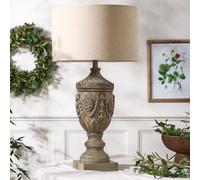 Dibor Vintage Style Ornate Distressed Carved Bedroom Living Room Bedside Table Lamp