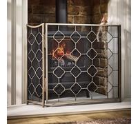 Dibor Vintage Style Pewter Marrakesh Footed Fireplace Guard Fire Screen Guard H63cm x W106cm in Silver Dibor Silver