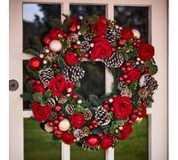Dibor Vintage Style Rosebrook Pine Festive Decor Autumn-Winter Wreath Front Door Christmas Wreath 60Cm