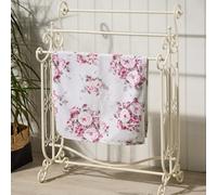 Dibor Vintage Three Rung Towel Rack Cast Iron Ornate Scrolled Freestanding Towel Rail in White | Size: Medium Dibor White M