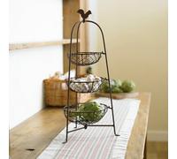 Dibor Vintage Style Three Tier Kitchen Fruit Vegetable Storage Basket Bowl Rack With Chicken Decoration Storage