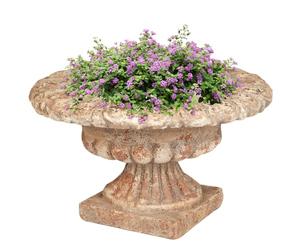 Dibor Vintage Style Urn Plant Pot Concrete Outdoor Garden Planter | Distressed Effect, Stone Effect, Classical Style, Antique Style, Garden Planter, Footed Base, Jardinere Pot