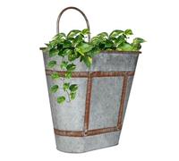 Dibor Vintage Style Wall Planter Wall Mounted Trough Flower Pot Hanging Planter Weathered Effect Galvanised Embossed Dolly Tub Wall Planters Spring Summer Gardening Gift