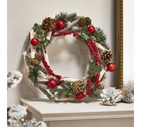Dibor Woodland Berries Light Up Xmas Wreath Front Door Christmas Wreath 30cm in Red Dibor Red