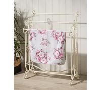 Dibor Vintage Three Rung Towel Rack Cast Iron Ornate Scrolled Freestanding Towel Rail in White | Size: Medium Dibor White M