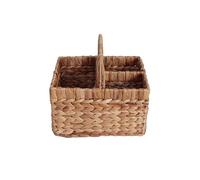 Dibor Water Hyacinth Cutlery Basket with Carrying Handle Three Compartment Utensil Holder Cutlery Organiser Condiment Holder Kitchen Worktop Dining Table Caddy Storage