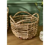 Dibor Water Hyacinth Open-Weave Scalloped Storage Basket, Natural, Nestable, Medium Or Large.