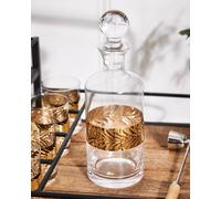 Dibor Whisky Decanter Gold Band Spring Summer Embossed Glass Scotch Bourbon Malt Carafe Jug 1.5L in Clear Dibor Clear
