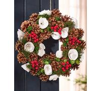 Dibor White Berries & Roses Xmas Decor Front Door Christmas Wreath 36cm Dibor Multicolor