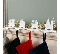 Dibor White Family of 4 Train Decorative Christmas Stocking Holder Set | Size: 4 Pack Dibor White 4 Pack