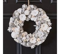 Dibor White Festive Decor Autumn-Winter Front Door Wreath Christmas Wreath 33Cm