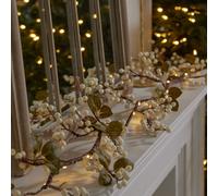 Dibor White Mistletoe Light Up Xmas Decoration Table Garland Decorative Christmas Garland 1.5M