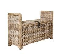 Dibor Wicker Storage Basket Bench Multi Purpose Hallway Hamper Basket with Lid Shoe Cabinet Blanket Box Hallway Storage Chest Hand Woven Willow Wicker Living Room Kitchen Seat with Lining (Double)