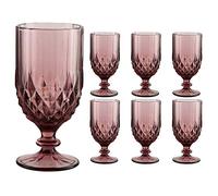 Dibor Wine Glasses Set of 6 Pink 340ml Dishwasher Safe Goblets Alfresco Dining Glassware