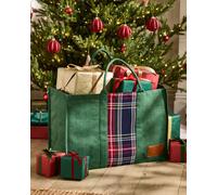 Dibor Winter Green Tartan Jute Christmas Present Sack, 60Cm X 40Cm X 30Cm, 50Kg Capacity