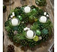 Dibor Woodland Green Round Table Centrepiece Christmas Decoration Candle Holders Tealight Holder 30cm Dibor Green