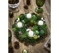 Dibor Woodland Green Round Table Centrepiece Christmas Decoration Candle Holders Tealight Holder 30cm Dibor Green