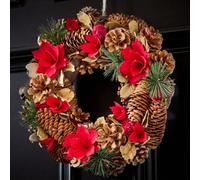 Dibor Woodland Rose Autumn-Winter Front Door Wreath Christmas Wreath 32cm in Green Dibor Green