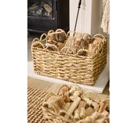 Dibor Woven Large Scalloped Water Hyacinth Indoor Storage Basket in Beige Dibor Beige L