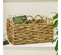 Dibor Woven Medium Scalloped Water Hyacinth Indoor Storage Basket in Beige Dibor Beige M