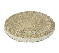 Dibor Woven Seagrass Pouffe Floor Cushion Woven Rattan Wicker Topped Floor Seat Pad Multi-Purpose Yoga Meditation Cushions Garden Pouffe Indoor Outdoor Garden Seating Pillow (Style 2)