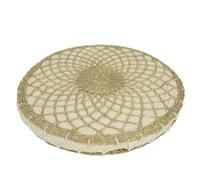 Dibor Woven Seagrass Pouffe Floor Cushion Woven Rattan Wicker Topped Floor Seat Pad Multi-Purpose Yoga Meditation Cushions Garden Pouffe Indoor Outdoor Garden Seating Pillow (Style 1)