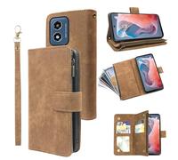 Dibosom Wallet Case for Motorola Moto G Play 4G 2024 with Wrist Strap Lanyard and Premium Vintage Leather Flip Credit Card Holder Stand Accessories Cell Phone Cover for XT2413V XT2413-1 64GB Brown