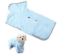 Dibotell Dog Drying Coat, Soft Microfibre Drying Robe Towel for Small Medium Dogs Super Absorbent Pet Puppy Bathrobe Adjustable Collar and Waist, Dog Dressing Gown Dryrobe for Bath and Swimming (Blue)
