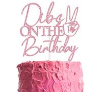 Dibs on the Birthday Cake Topper, Girl Woman 21st 25th 30th 35th Birthday Party Decorations, Pink Princess Queen Bday Cake Decoration Pink Glitter