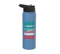 Dibs On The Cornhole Dad Bean Bag Toss Game Cornhole Player Stainless Steel Insulated Water Bottle