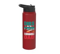 Dibs On The Cornhole Dad Bean Bag Toss Game Cornhole Player Stainless Steel Insulated Water Bottle