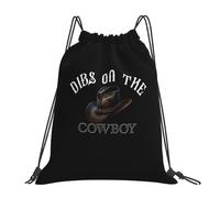 Dibs On The Cowboy Women Men Drawstring Bag Durable Drawstring Backpack Large Gym Sack For Beach Football Swim