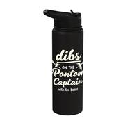 Dibs On The Pontoon Captain with The Beard Stainless Steel Insulated Water Bottle