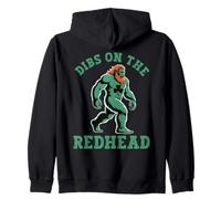 Dibs On The Redhead Ginger Bigfoot St Patricks Day Shamrock Zip Hoodie