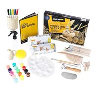DIBYS Pottery Kit for All | Pottery Set with Modelling Tools, Air Dry Clay in White, Paint & Brushes | Arts & Crafts Set for Pottery at Home | Creative Craft Gifts & Kits