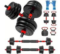 DICAO Adjustable Dumbbell 44LBS Set, 4-In-1 Kettlebell Barbell Set with Connecting Rod, Suitable for Home Office Gym,Muscle Weightlifting Exercise for Women & Men, Durable & Easy to Store