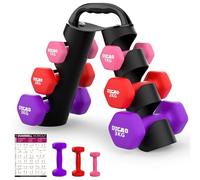 DICAO Neoprene Dumbbells Set Women 12kg, Cast-Iron Core Ladies Weights with Non-Slip Sweatproof Grip, Strength Fitness Training(with Stand & Workout Guide) (Cast Iron 12kg + Workout Guide)