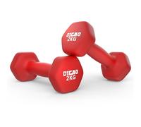 DICAO Neoprene Dumbbells Set Women 12kg, Cast-Iron Core Ladies Weights with Non-Slip Sweatproof Grip, Strength Fitness Training(with Stand & Workout Guide) (2KG Dumbbell Pair)