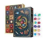 Dice Advent Calendares 24 Days, Polyhedral Dice Set for RPG Games | Christmas Countdown Calendar with d4 d6 d8 d10 d12 d20, Fantasy Gift for Adults