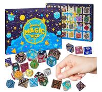 Dice Advent Calendars 2025, 24 Polyhedral Dice, Christmas Countdown Gamer Advent Calendars with Magic Patterns, Role Playing Myster Box, Dragon Table Game Gift