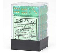 Dice Block with 36 d6 Borealis Light Green w/gold