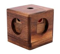 Dice Box Wooden Brain Teaser Puzzle - Difficult Logic Challenge with 9 Pieces, 6.9 x 6.9 x 6.3 cm, Solution Included 350180