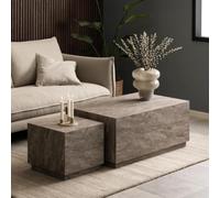 Dice Coffee Table - Grey Marble Effect - Set of 2