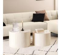Dice Coffee Table - Round - Travertine Effect - Set of 2