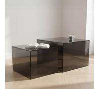 Dice Coffee Table - Smoked Glass - Square - Set of 2