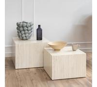 Dice Coffee Table - Square - Travertine Effect - Set of 2