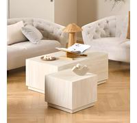 Dice Coffee Table - Travertine Effect - Set of 2