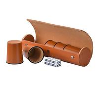 Dice Cup Set, 5x Leather Dice Cup + Transport Case Made of Faux Leather with Magnetic Closure for Playing Games, Yahtzee, Farkle, Party Favors