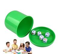 Dice Cup Set - Leatherette Rolling Tumbler, Five Pip Cubes Bundle, Party Tabletop Accessory | Noise Dampening Toss Control System, Classic Pub Experience For Bar Gatherings Family Nights